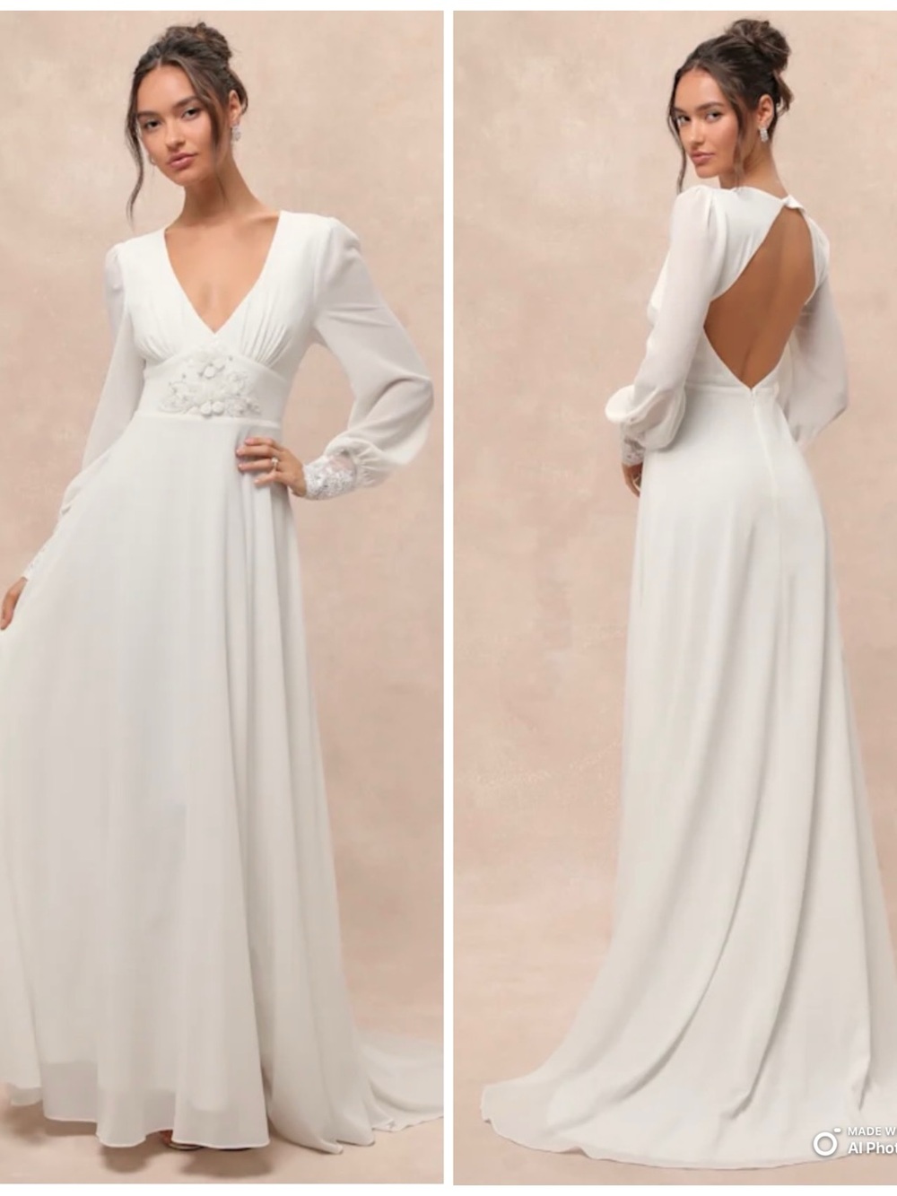 Lulus XS Angelic Adoration White Backless Maxi Dress NWT Bridal Wedding Dress